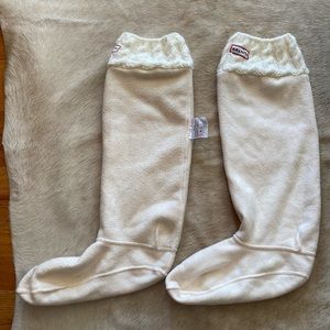 Hunter rainboot tall white cable cuff welly socks